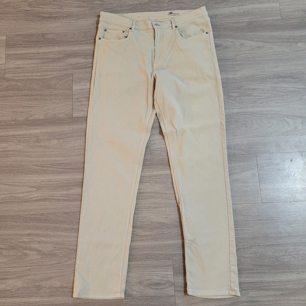 Faherty Brand Mens 5-Pocket Stretch Twill Pants Cream Beige 34x32